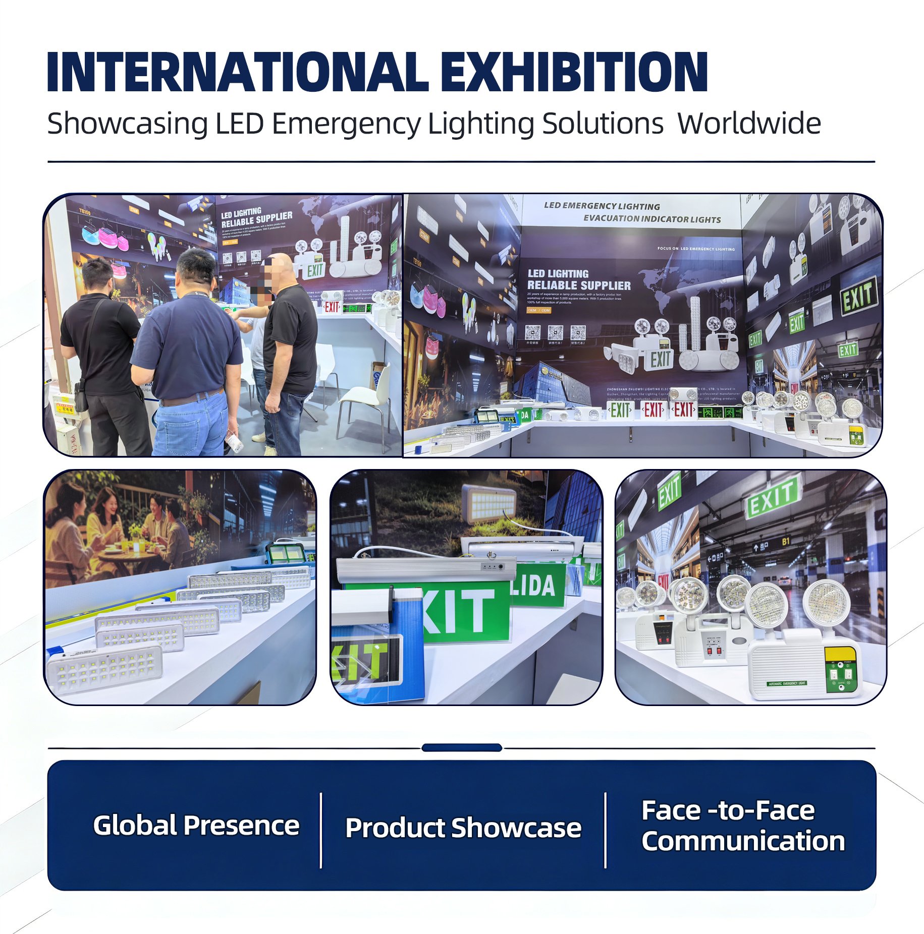 International exhibition showcasing LED emergency lighting solutions