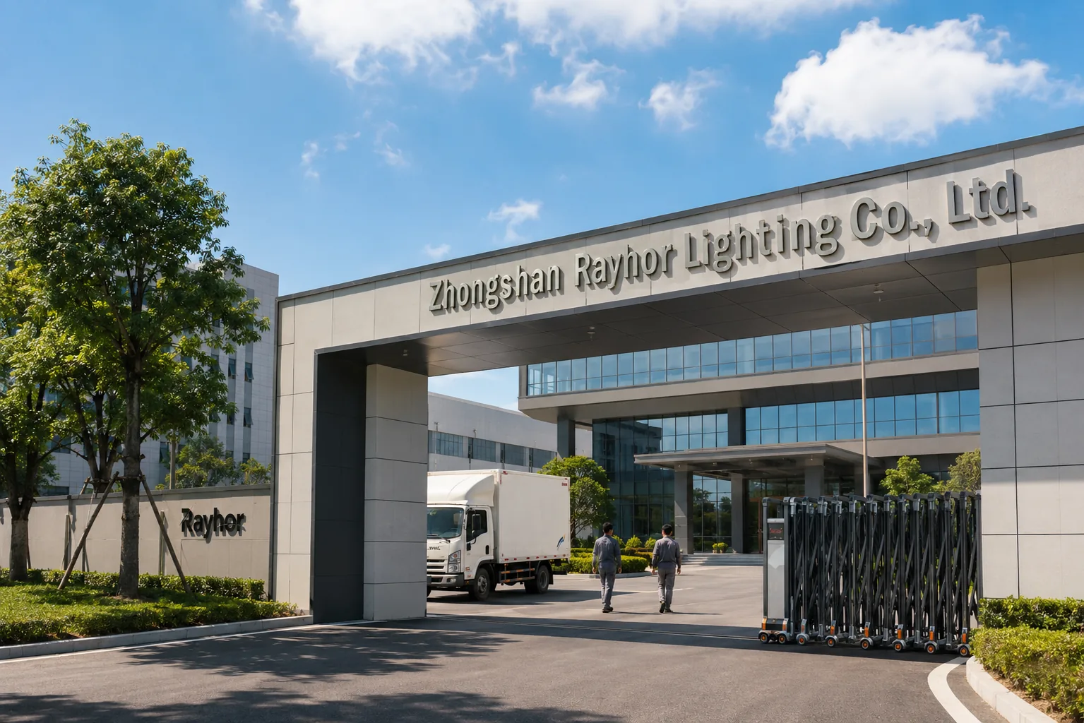 Entrance of the Rayhor Lighting factory in Zhongshan
