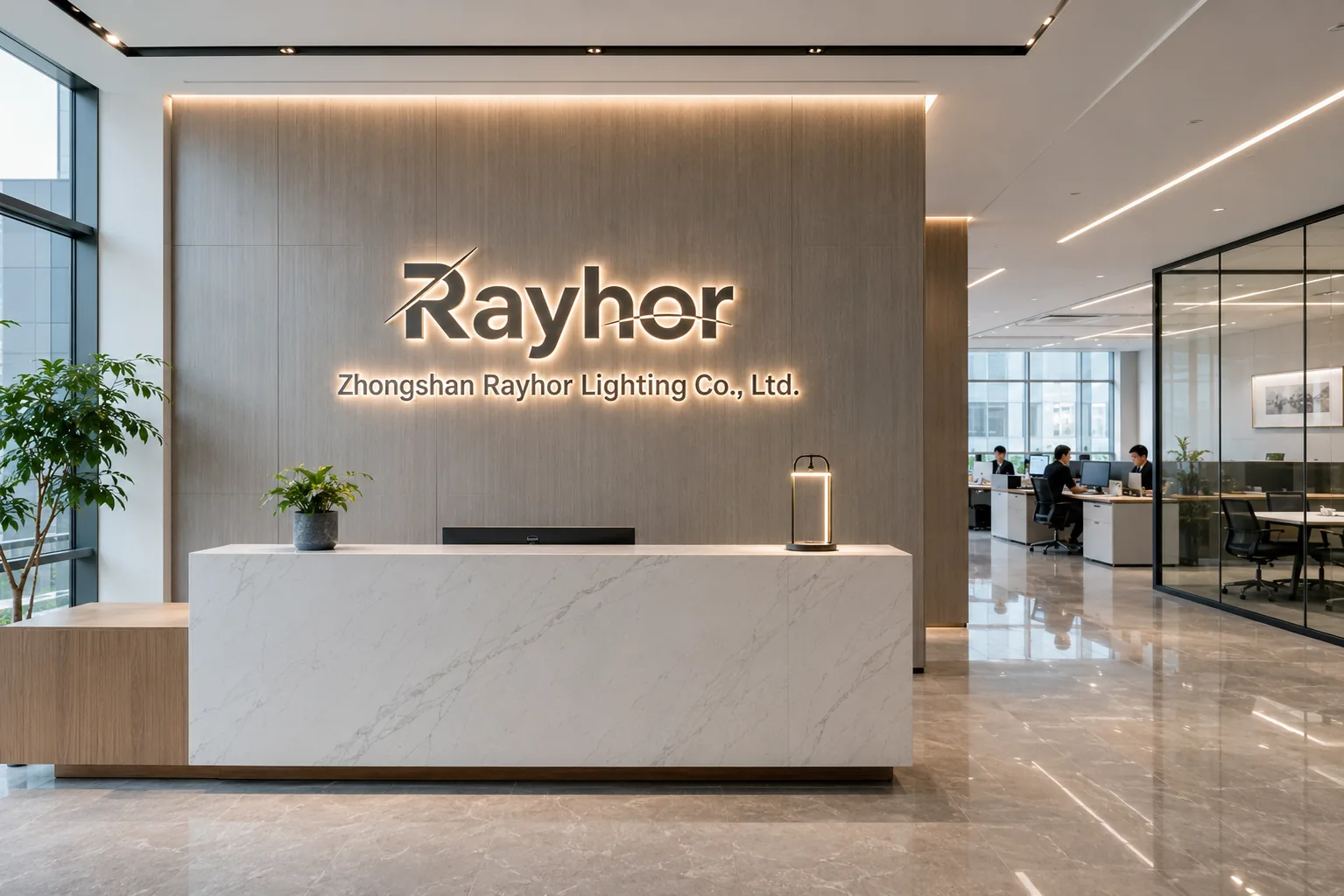 Reception area at Rayhor Lighting in Zhongshan