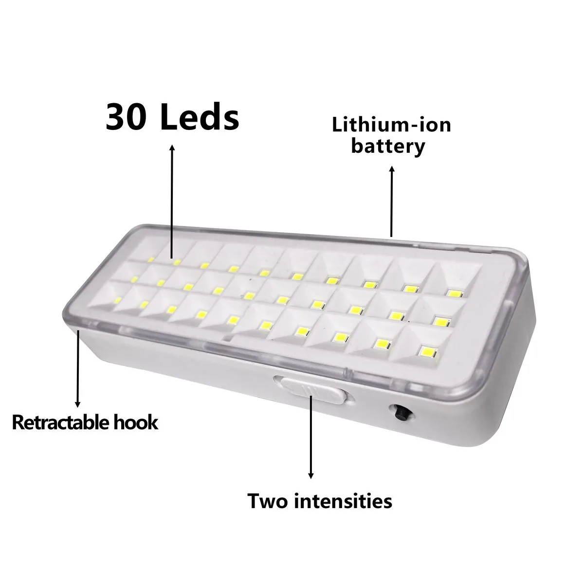 CT601 30 LED lamp with retractable hook and two brightness settings