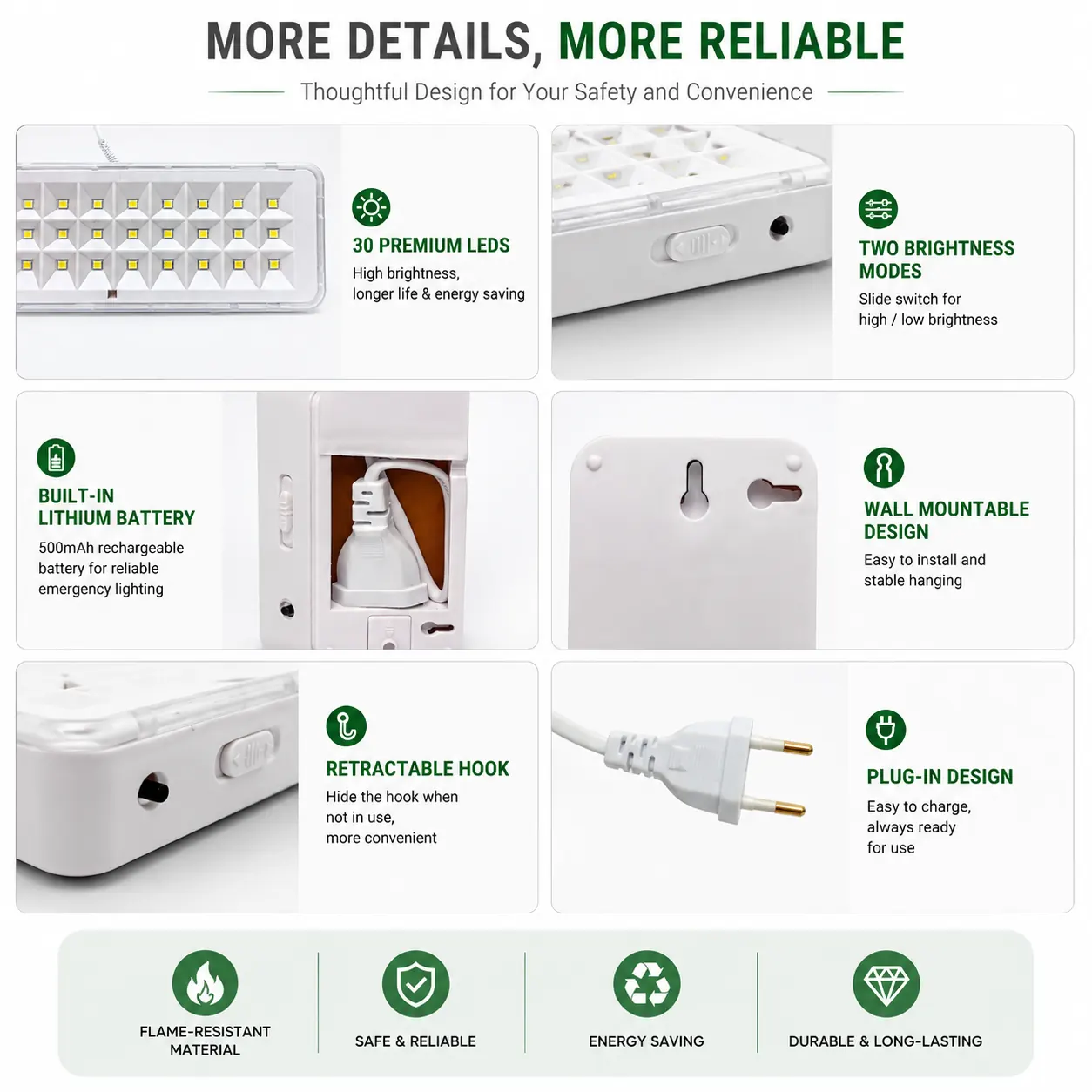 CT601 switch, battery compartment, hanging hook and wall-mounting details