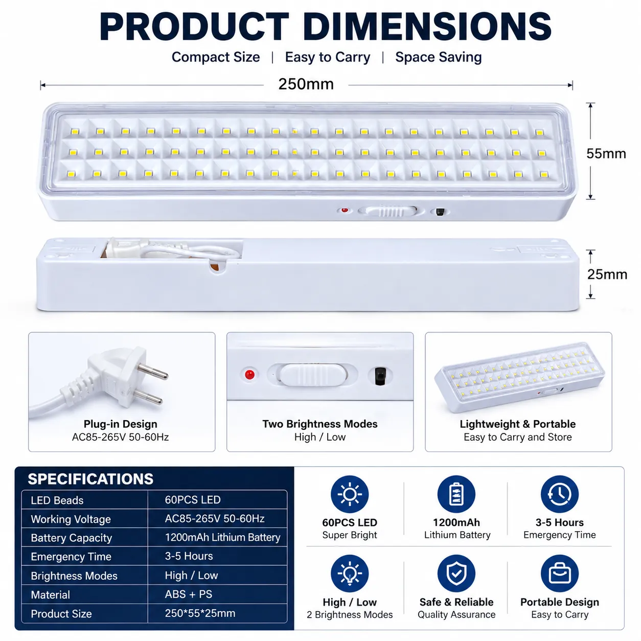 CT602 — 60-LED Plug-In Rechargeable Emergency Light view 7