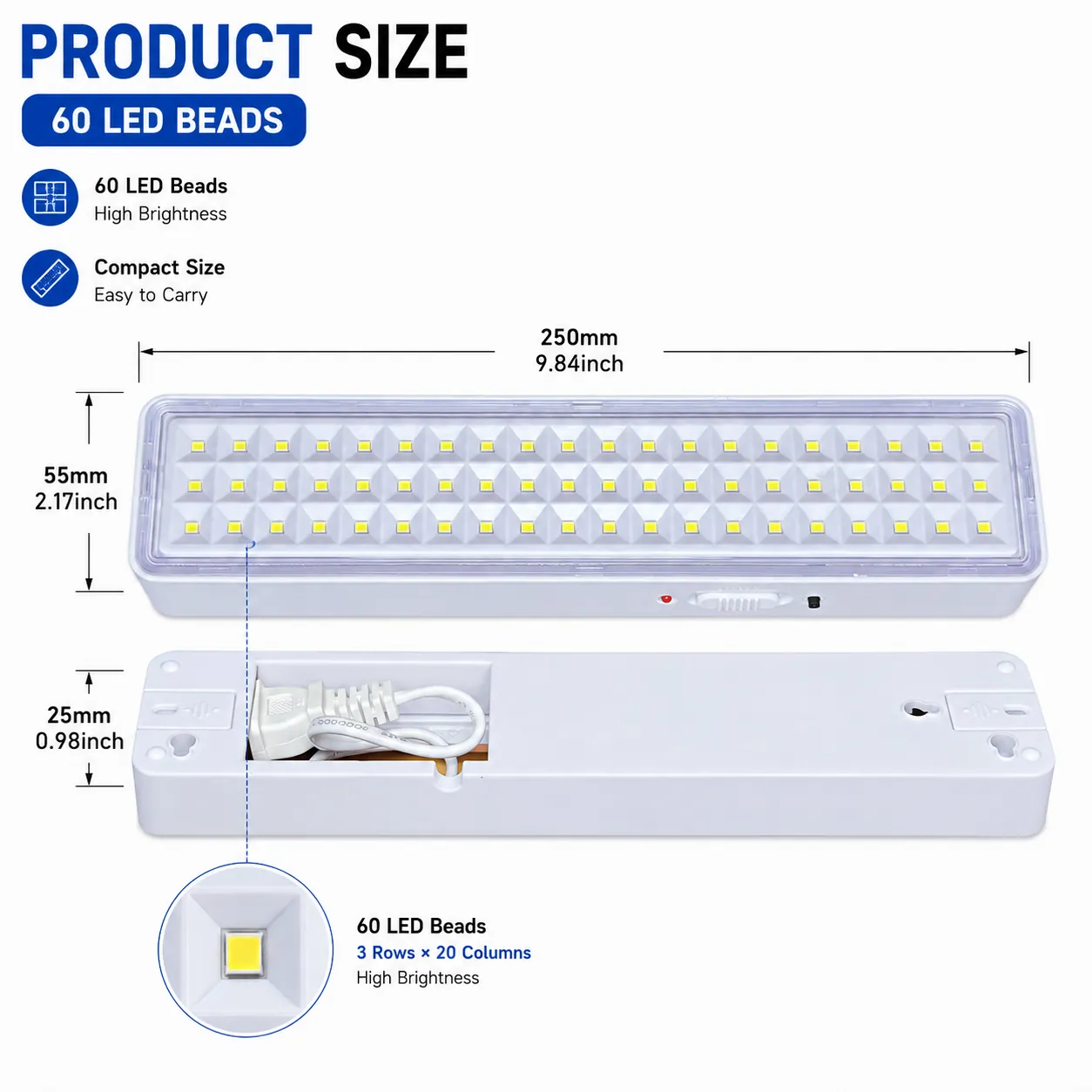 CT602 — 60-LED Plug-In Rechargeable Emergency Light view 9