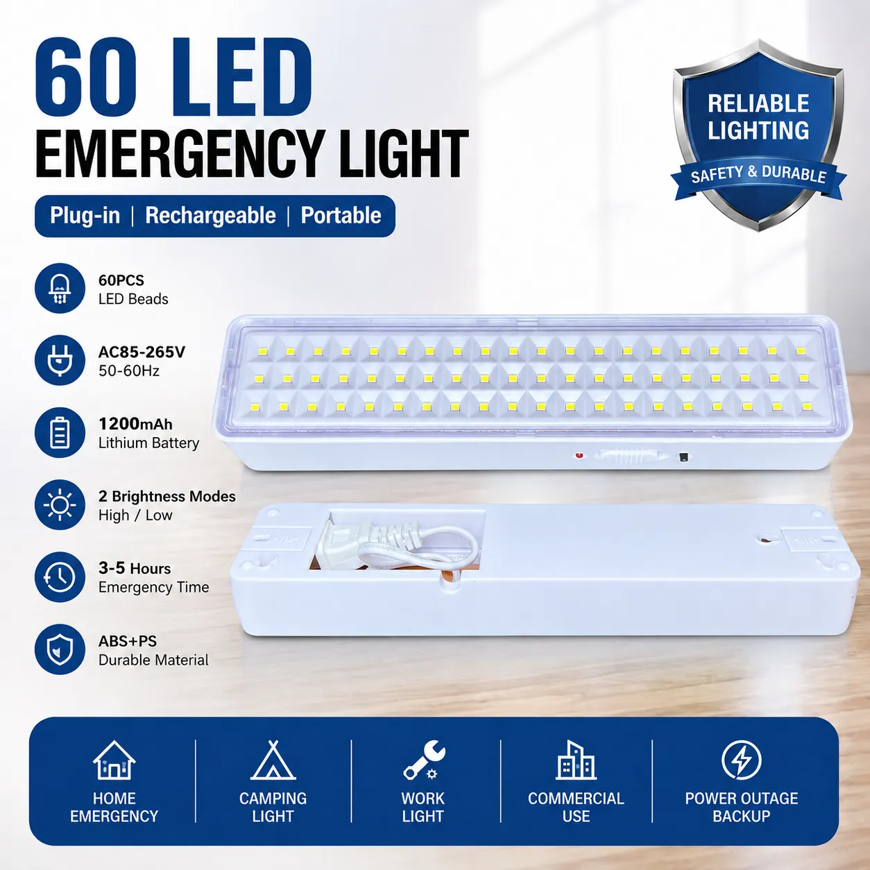 CT602 — 60-LED Plug-In Rechargeable Emergency Light view 10