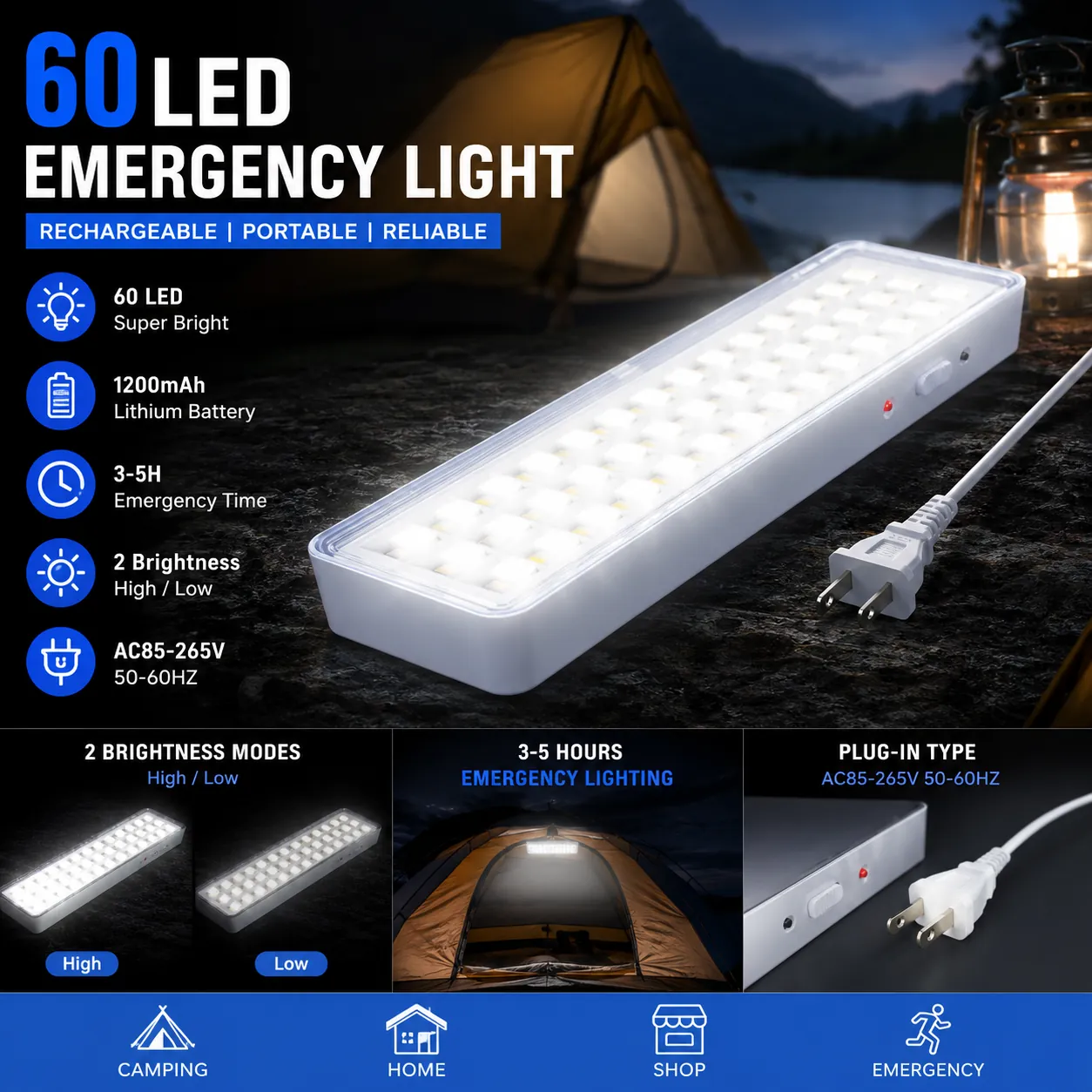 CT602 rechargeable LED emergency light feature image 1