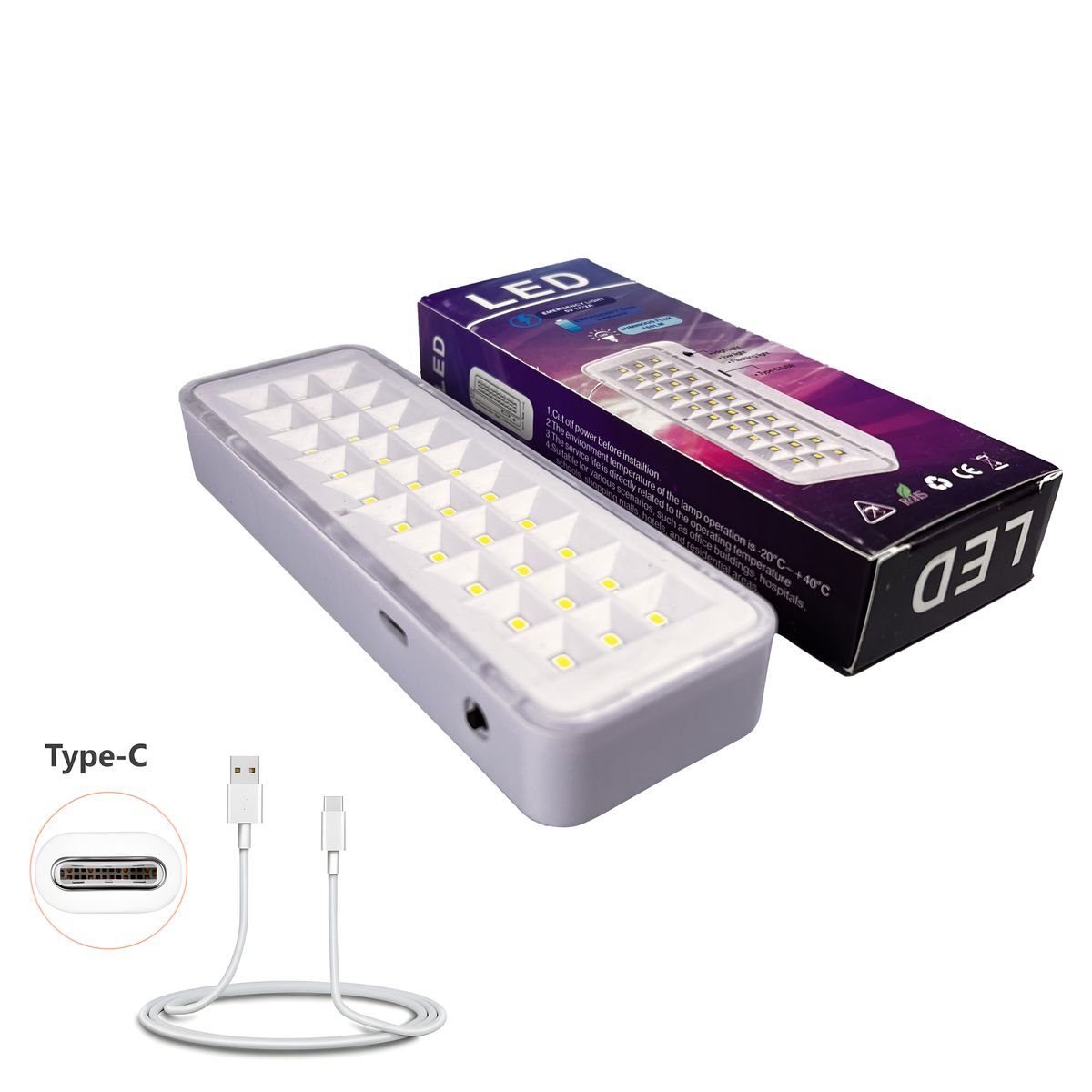CT603 — Rechargeable Camping Lamp 30LED Fire Emergency Light With Type-C USB Cable view 4