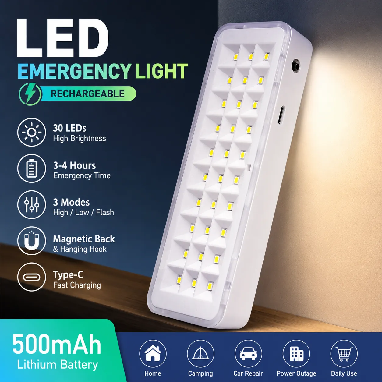 CT603 rechargeable LED emergency light feature image 3