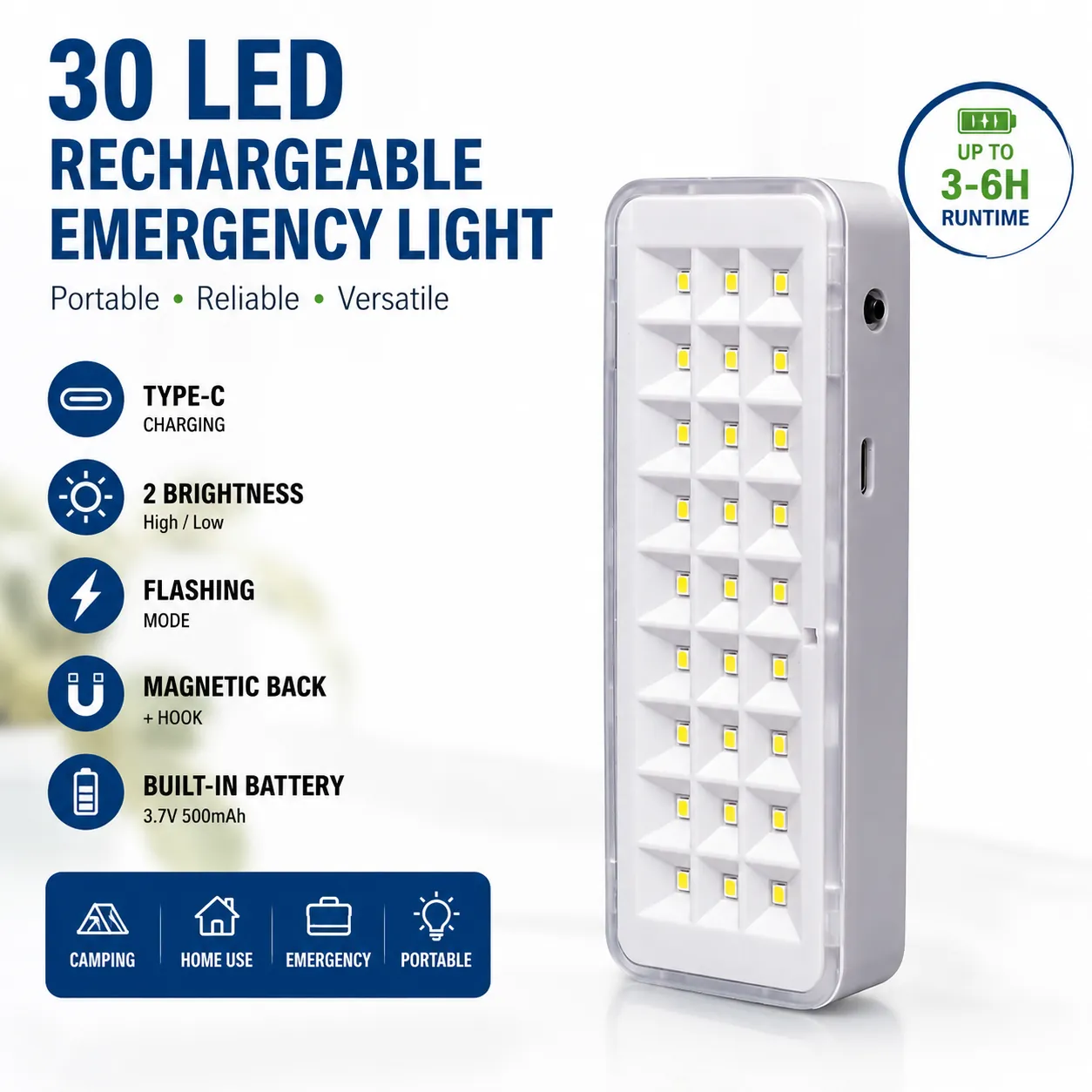 CT603 rechargeable LED emergency light feature image 5