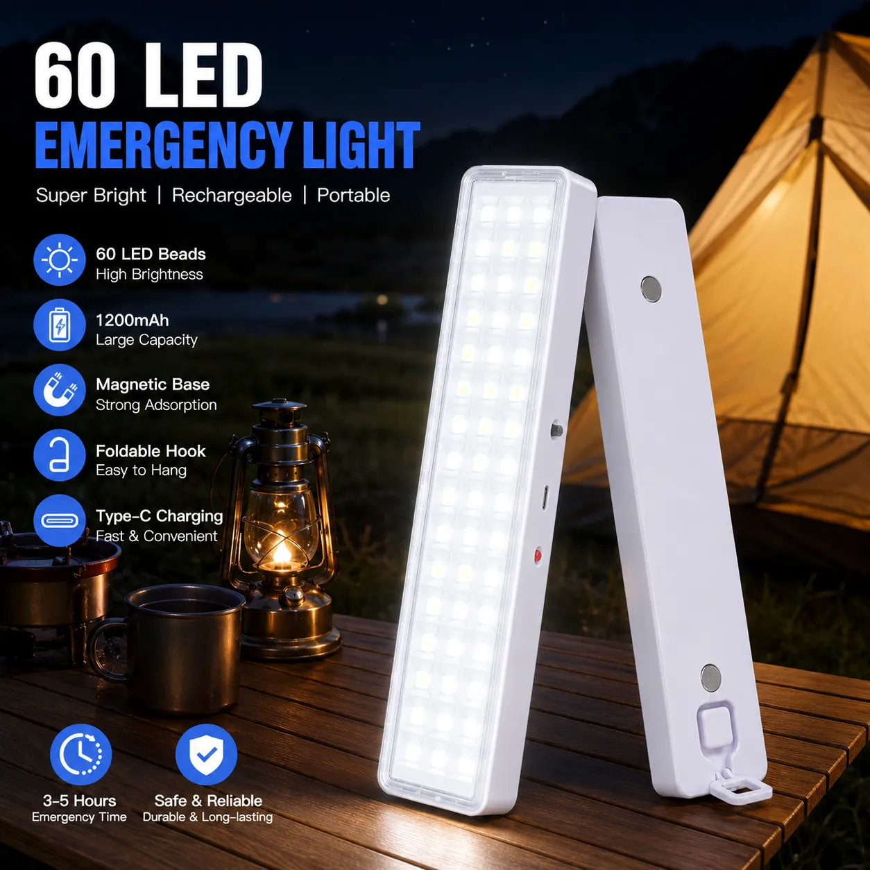 CT604 — 60-LED Type-C Rechargeable Emergency Light view 7