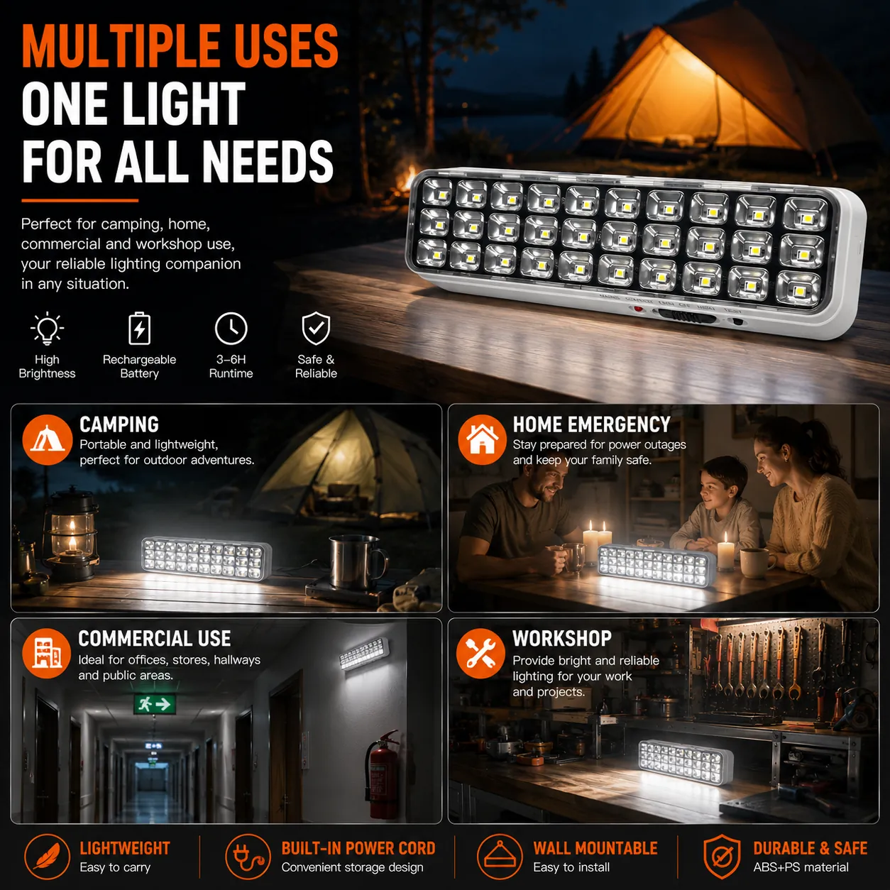 CT606 — 30-LED Plug-In Rechargeable Emergency Light with Reflector Lens view 8