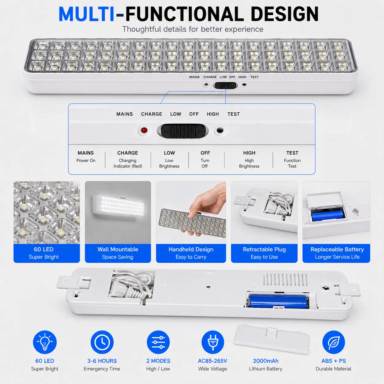 CT607 rechargeable LED emergency light feature image 3