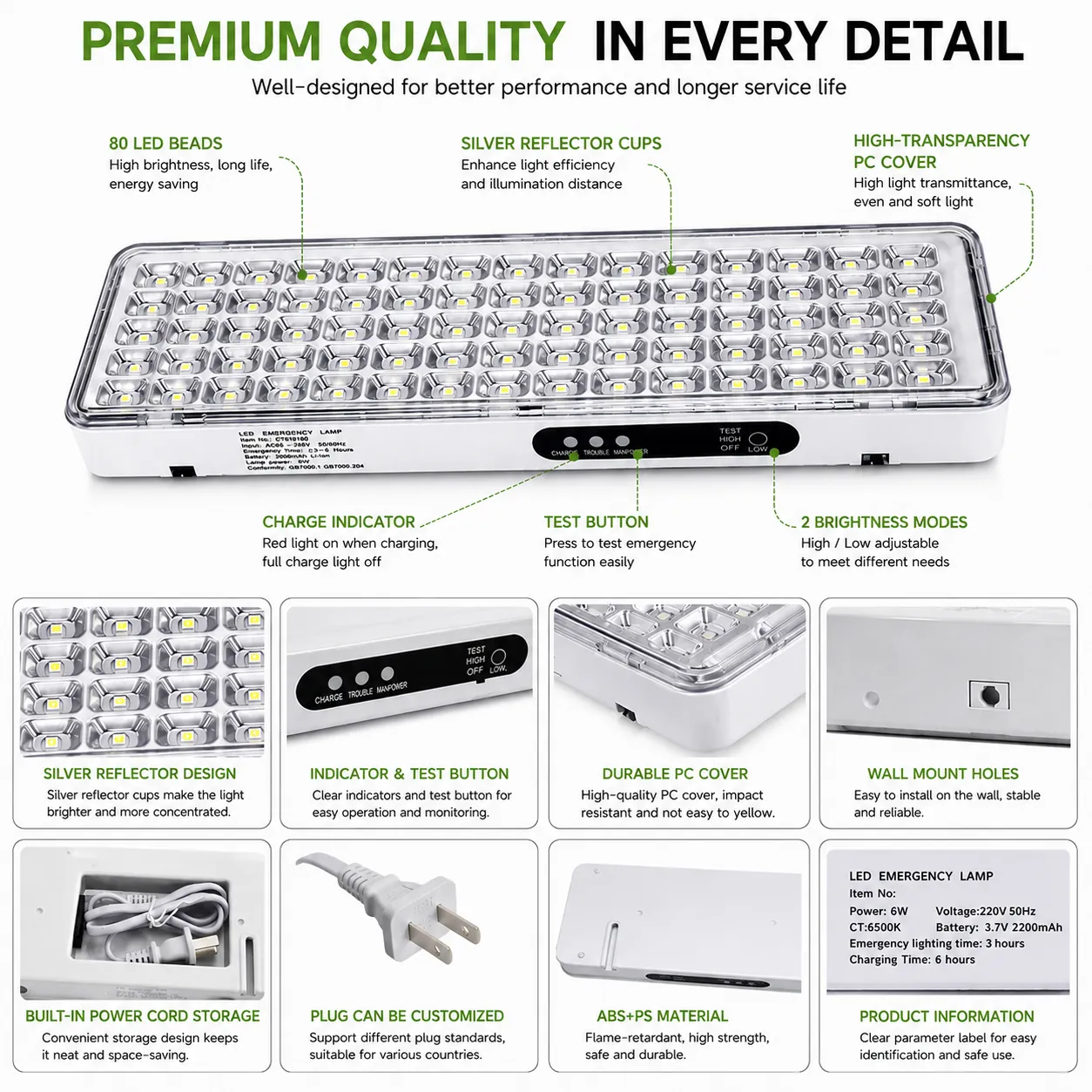 CT608 rechargeable LED emergency light feature image 1