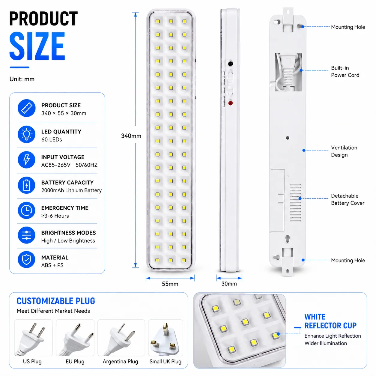 CT610 — 60-LED Wall-Mounted Rechargeable Emergency Light view 7