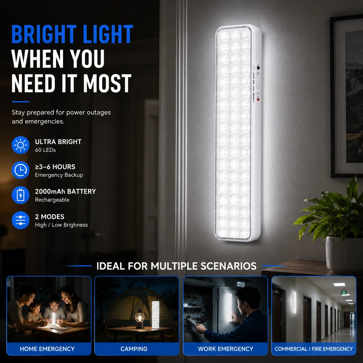 CT610 rechargeable LED emergency light feature image 1