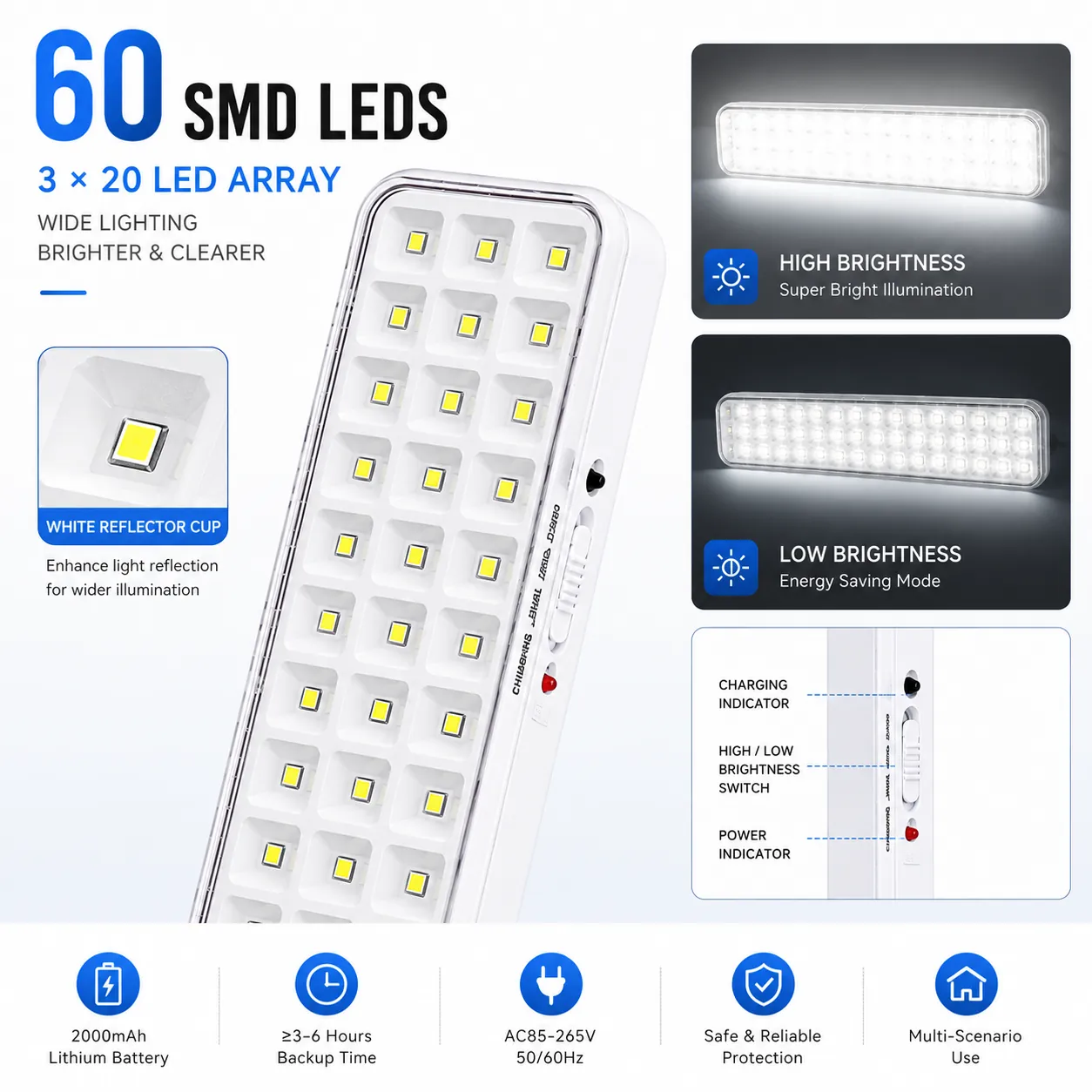CT610 rechargeable LED emergency light feature image 2