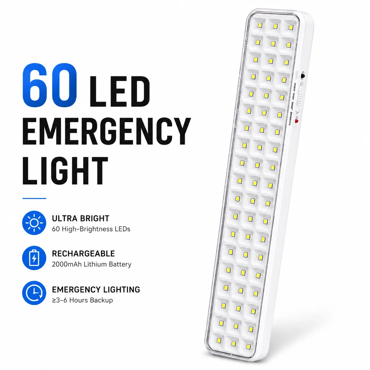 60-LED Wall-Mounted Rechargeable Emergency Light
