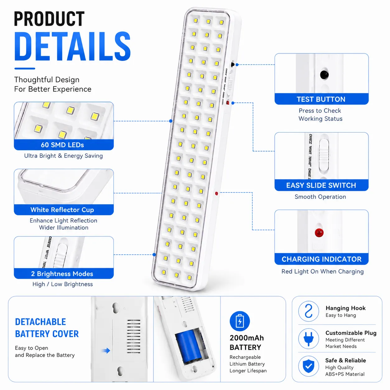 CT610 rechargeable LED emergency light feature image 3