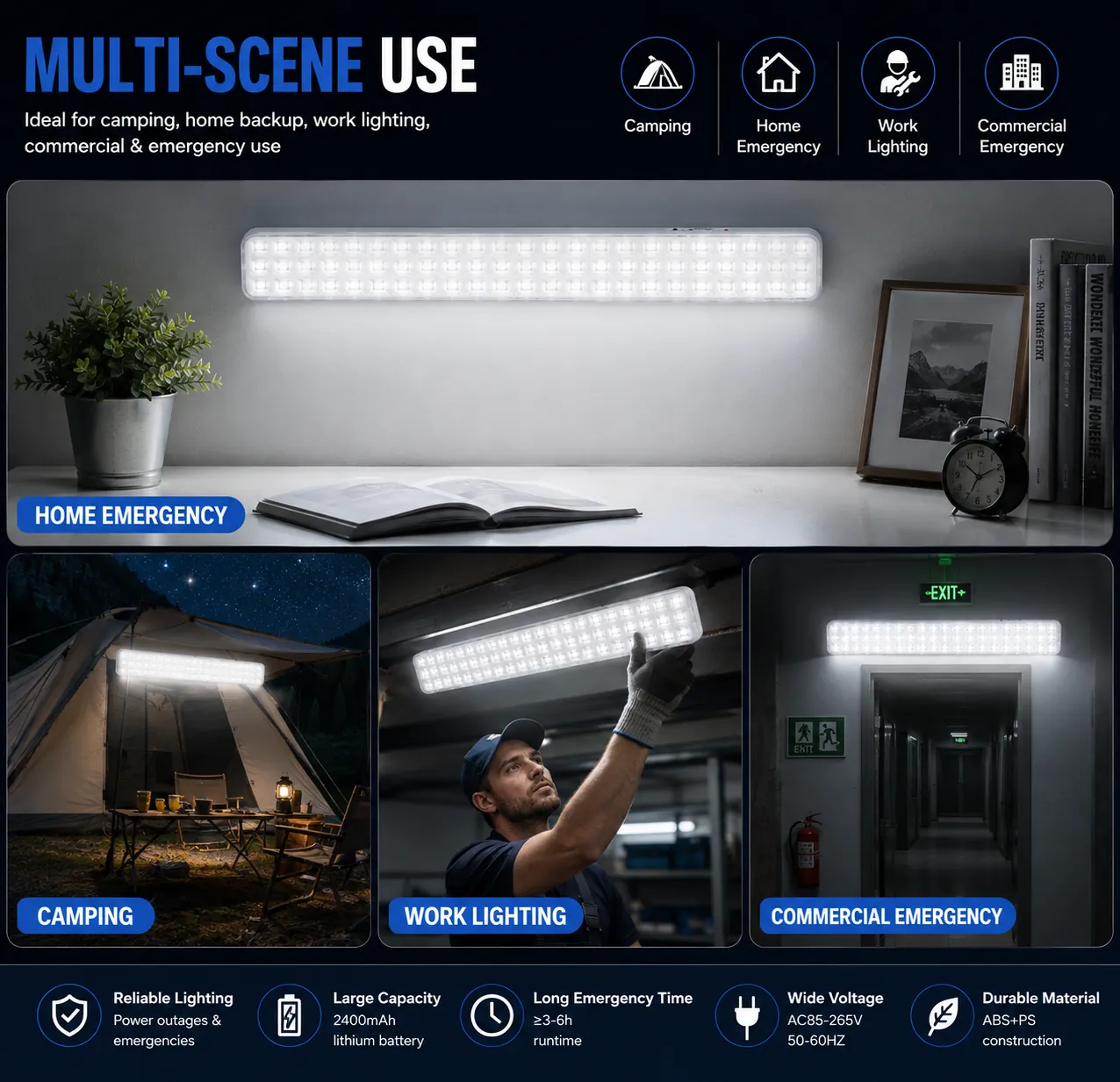 CT611 — 90-LED Long Rechargeable Emergency Light Bar view 5