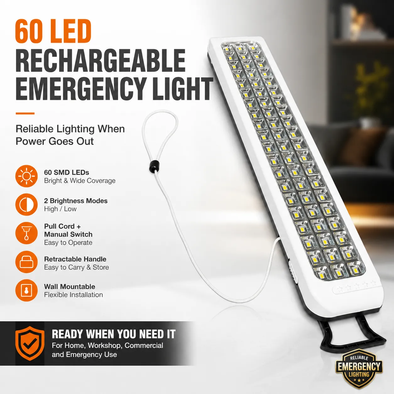 CT612 rechargeable LED emergency light feature image 1