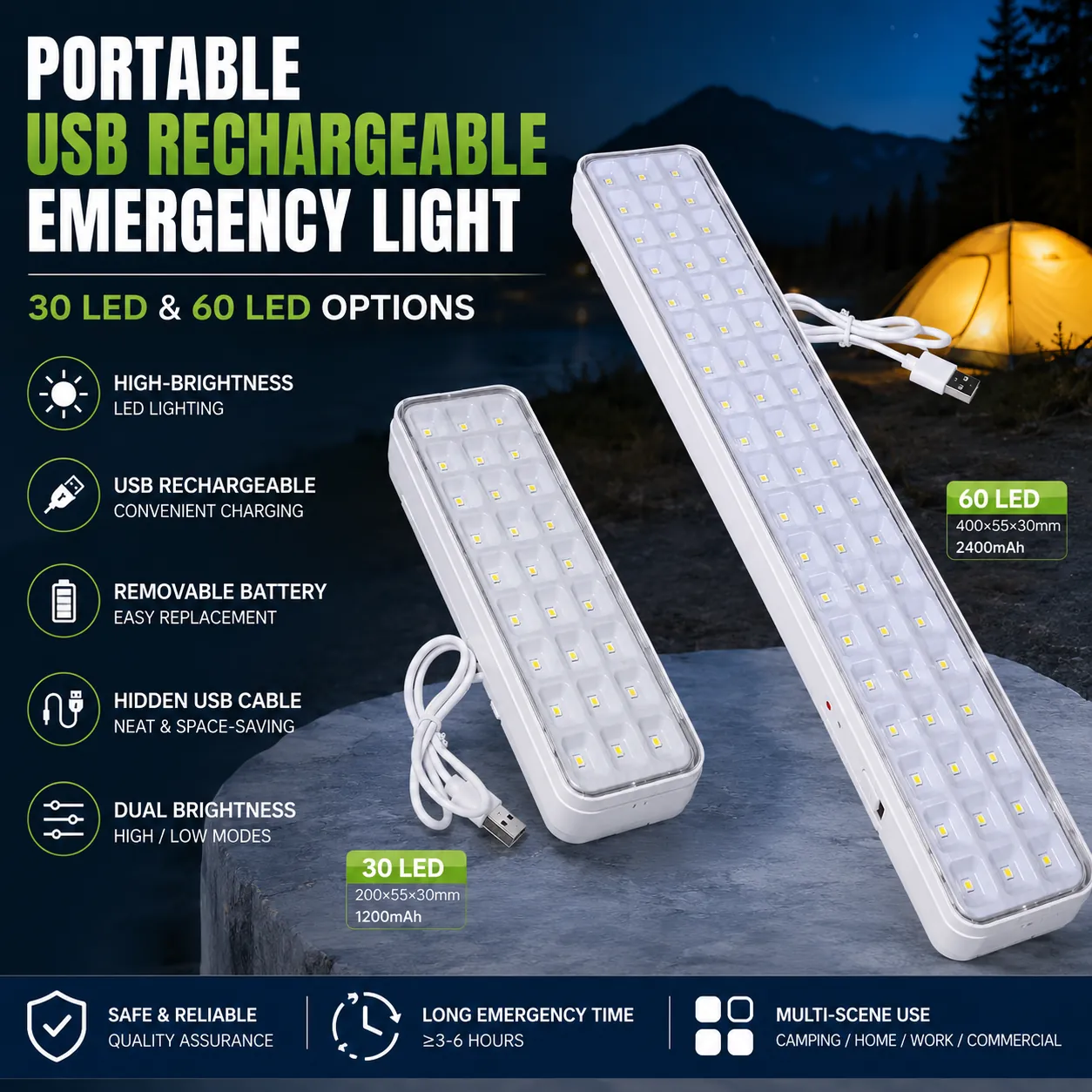 CT613 USB rechargeable LED emergency light feature image 2