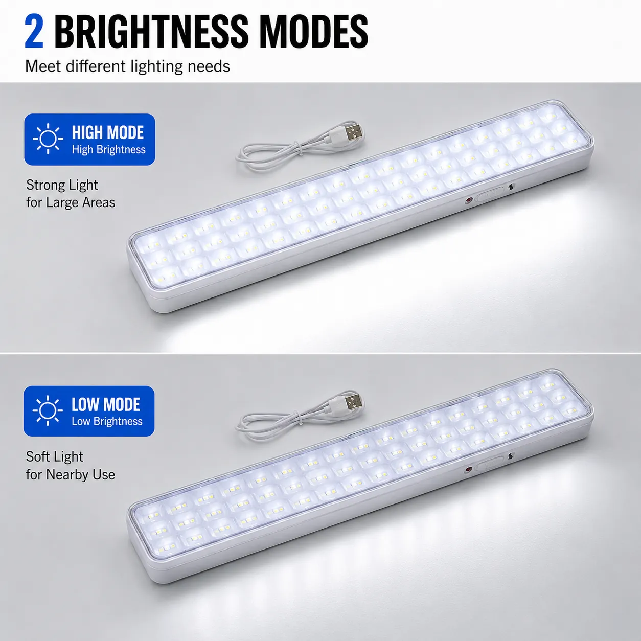 CT614 — 60-LED Rechargeable Emergency Light Bar with USB Cable view 5