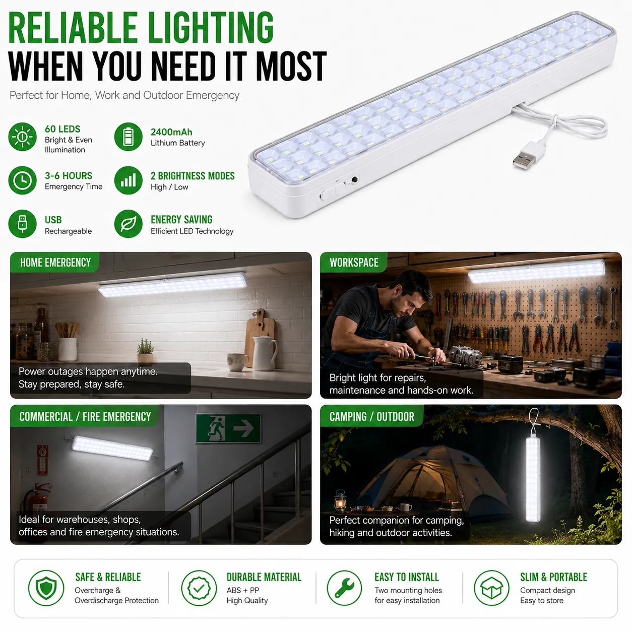 CT614 USB rechargeable LED emergency light feature image 2