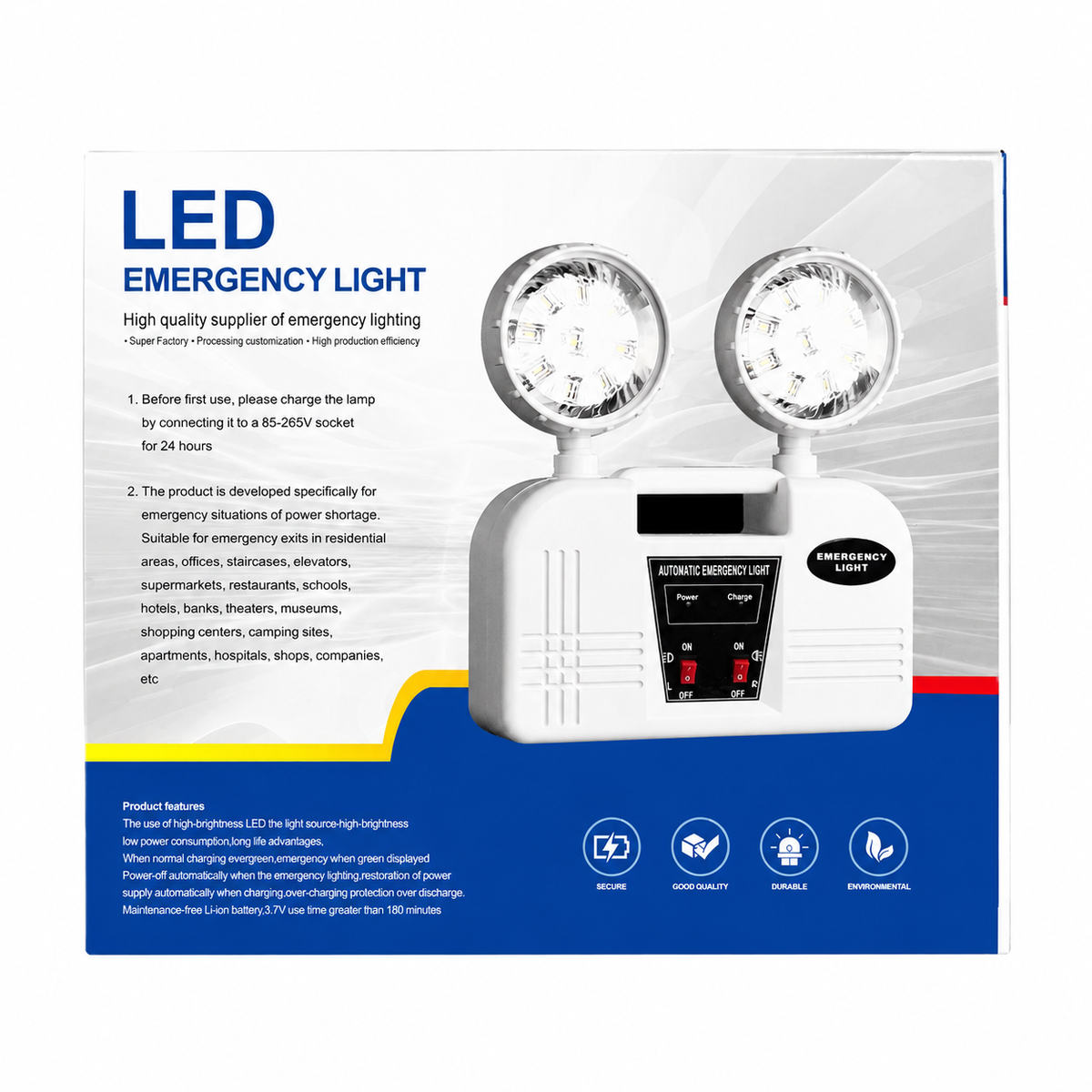ST902 — Dual Head Rechargeable Indoor LED Emergency Light view 2