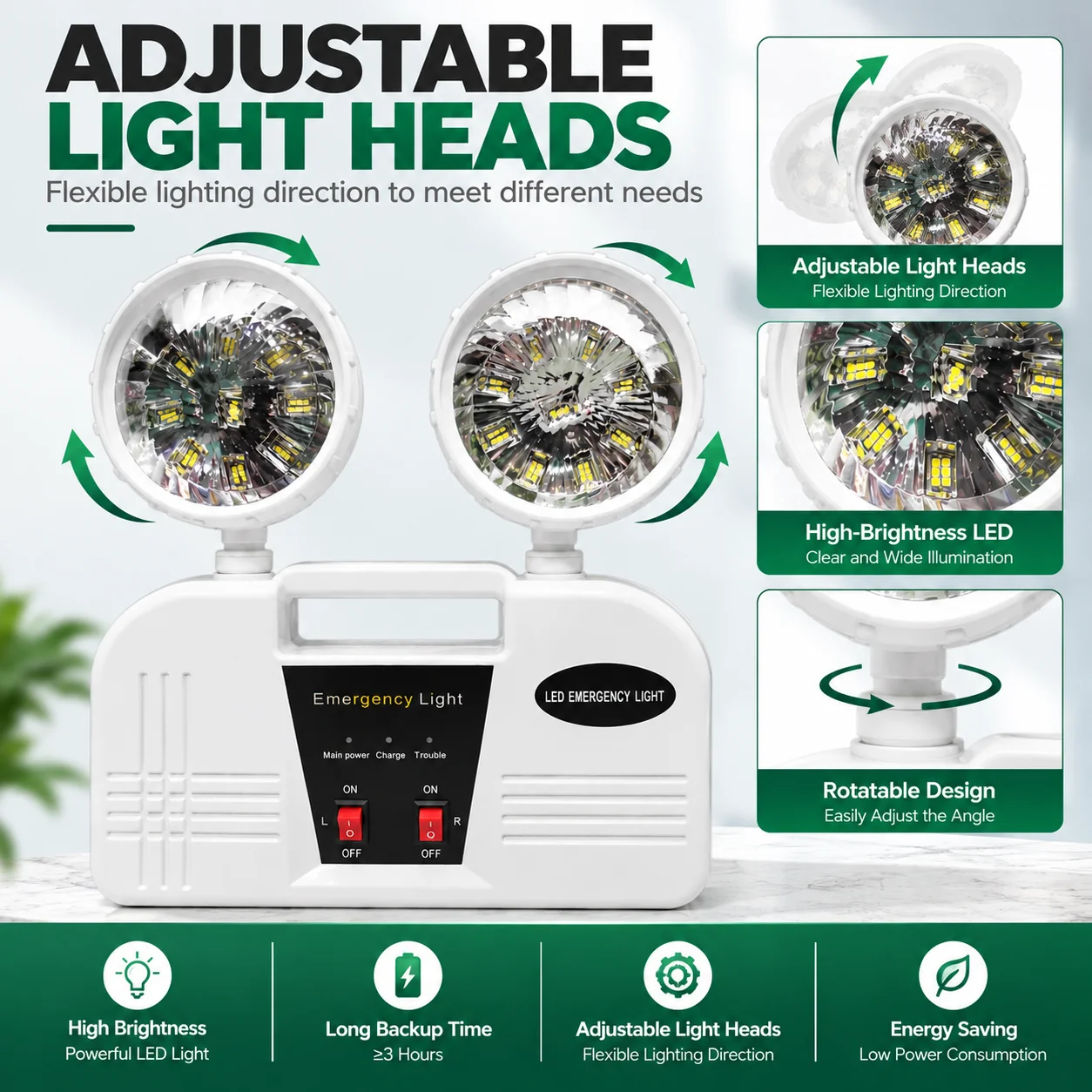 ST902 emergency light adjustable heads