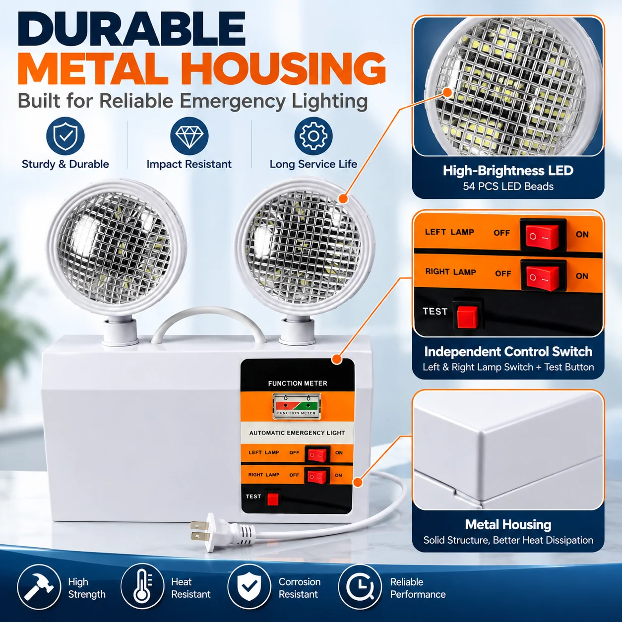 ST903 emergency light metal housing details