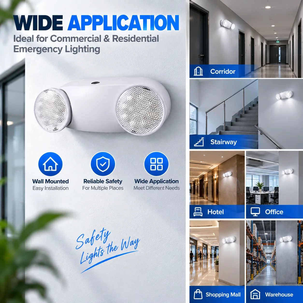 ST904 emergency light applications in corridors, stairs, hotels and commercial buildings