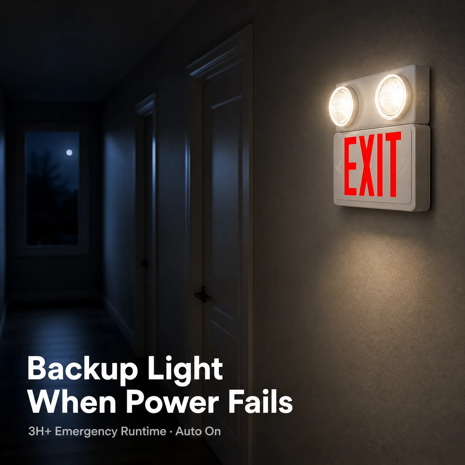 ST908 red EXIT twin spot emergency light option