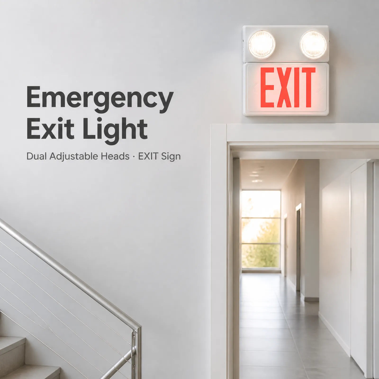 ST908 red EXIT sign and adjustable emergency lamp heads