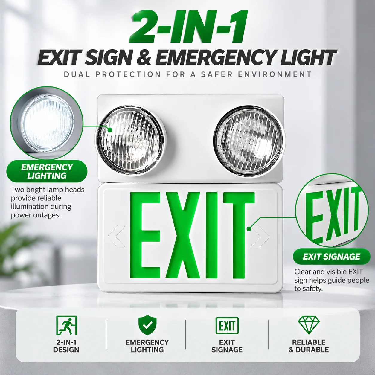ST908 emergency light exit guidance and adjustable heads