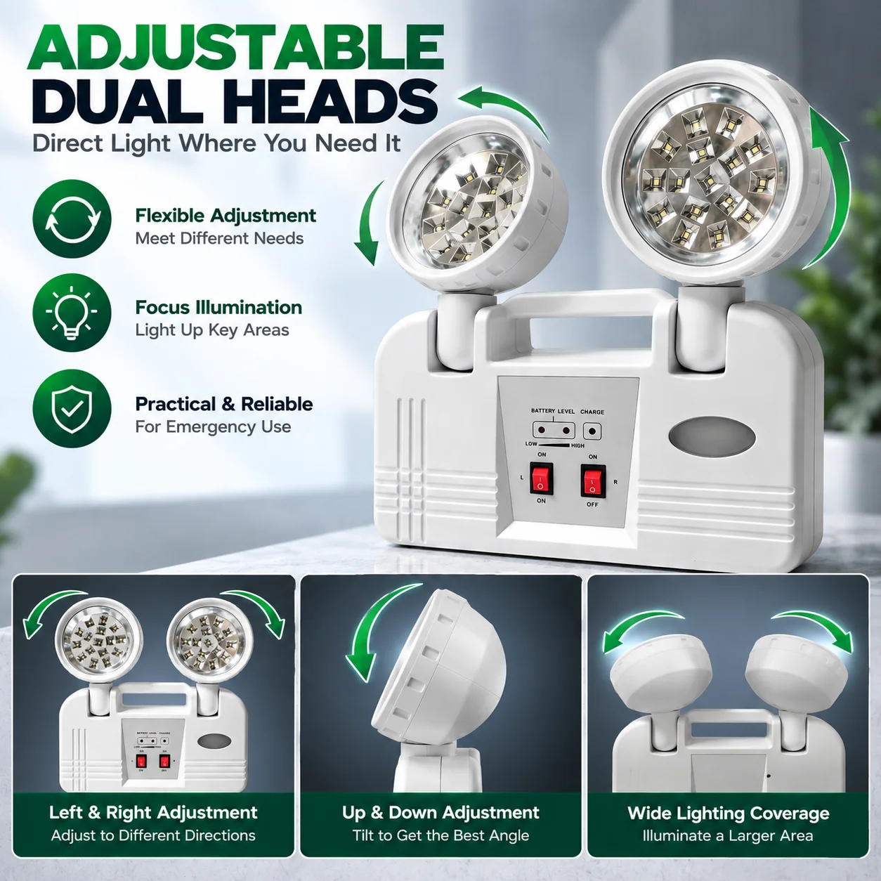 ST909 emergency light adjustable heads