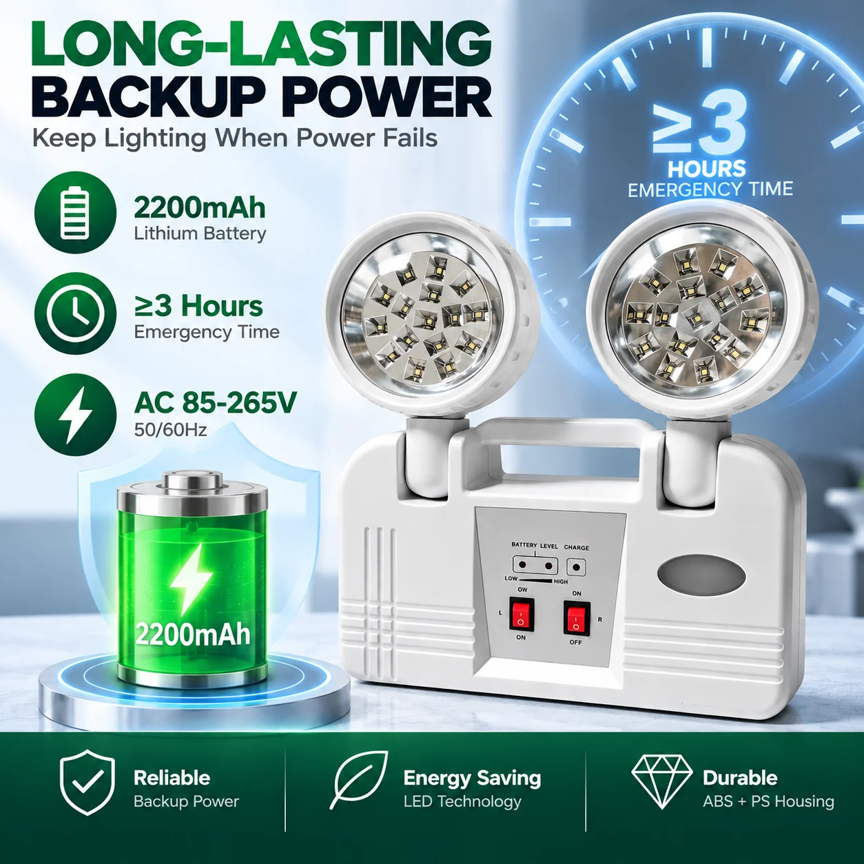 ST909 emergency light battery backup