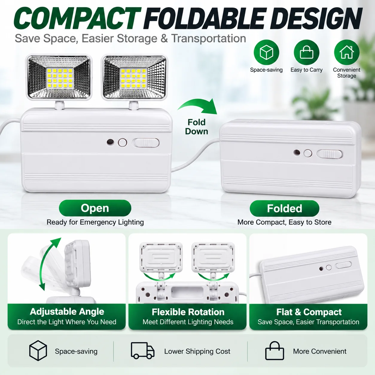 ST910S emergency light foldable heads