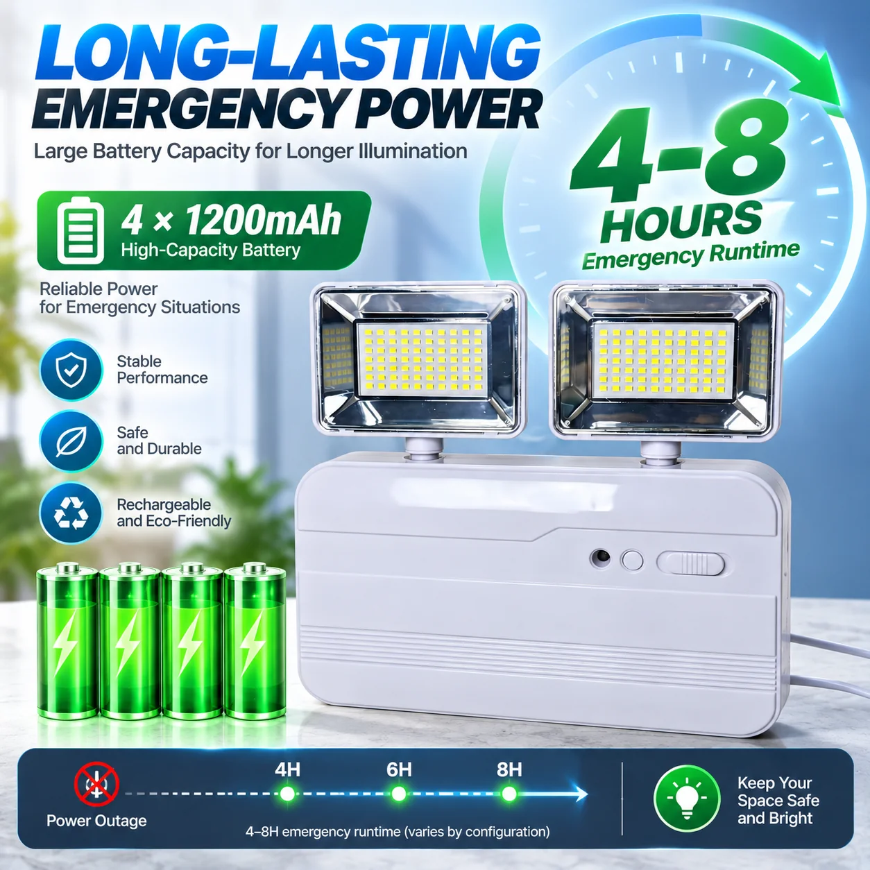 ST912S emergency light battery runtime