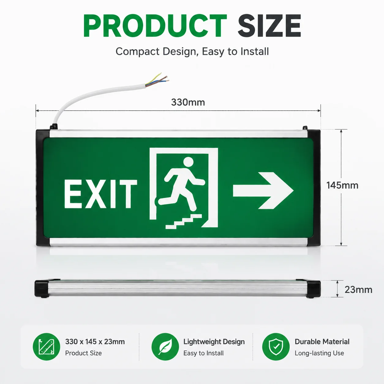 ZS802 emergency light dimensions
