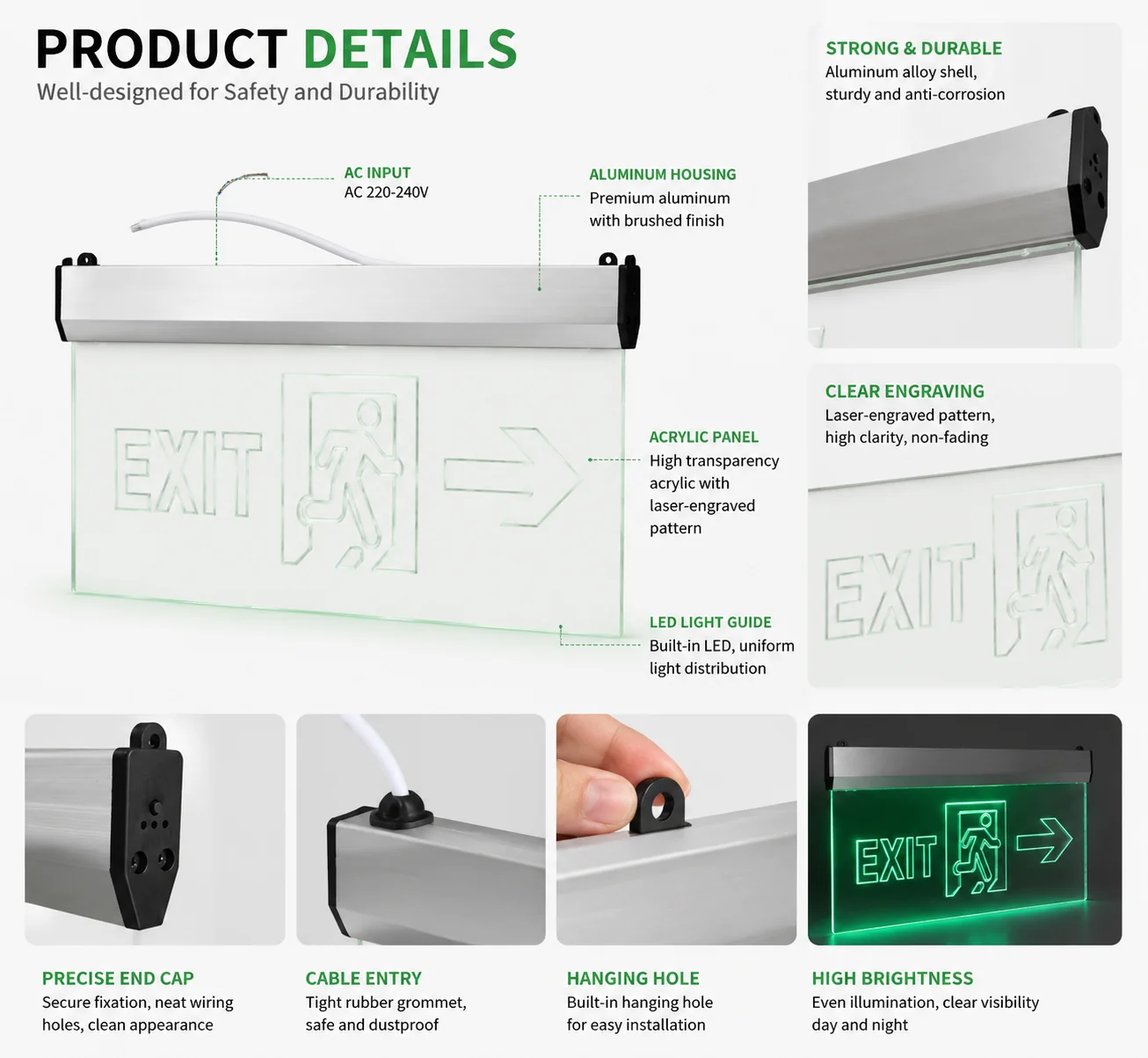 ZS804 emergency light housing and panel details