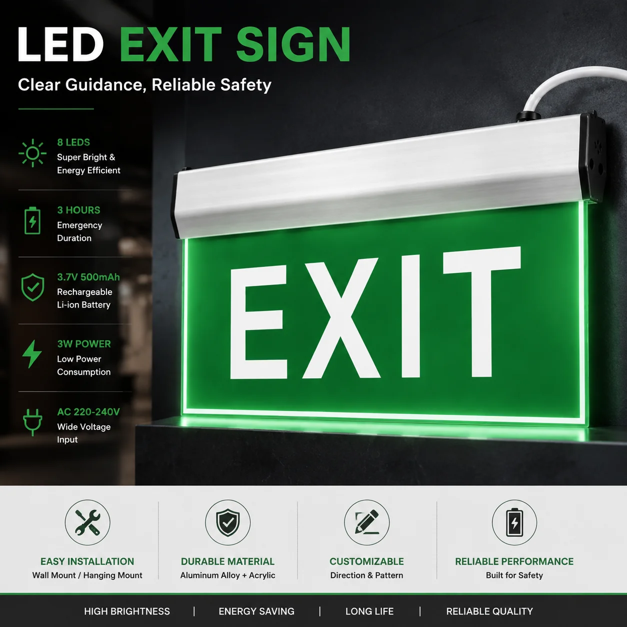 ZS804B emergency light illuminated guidance